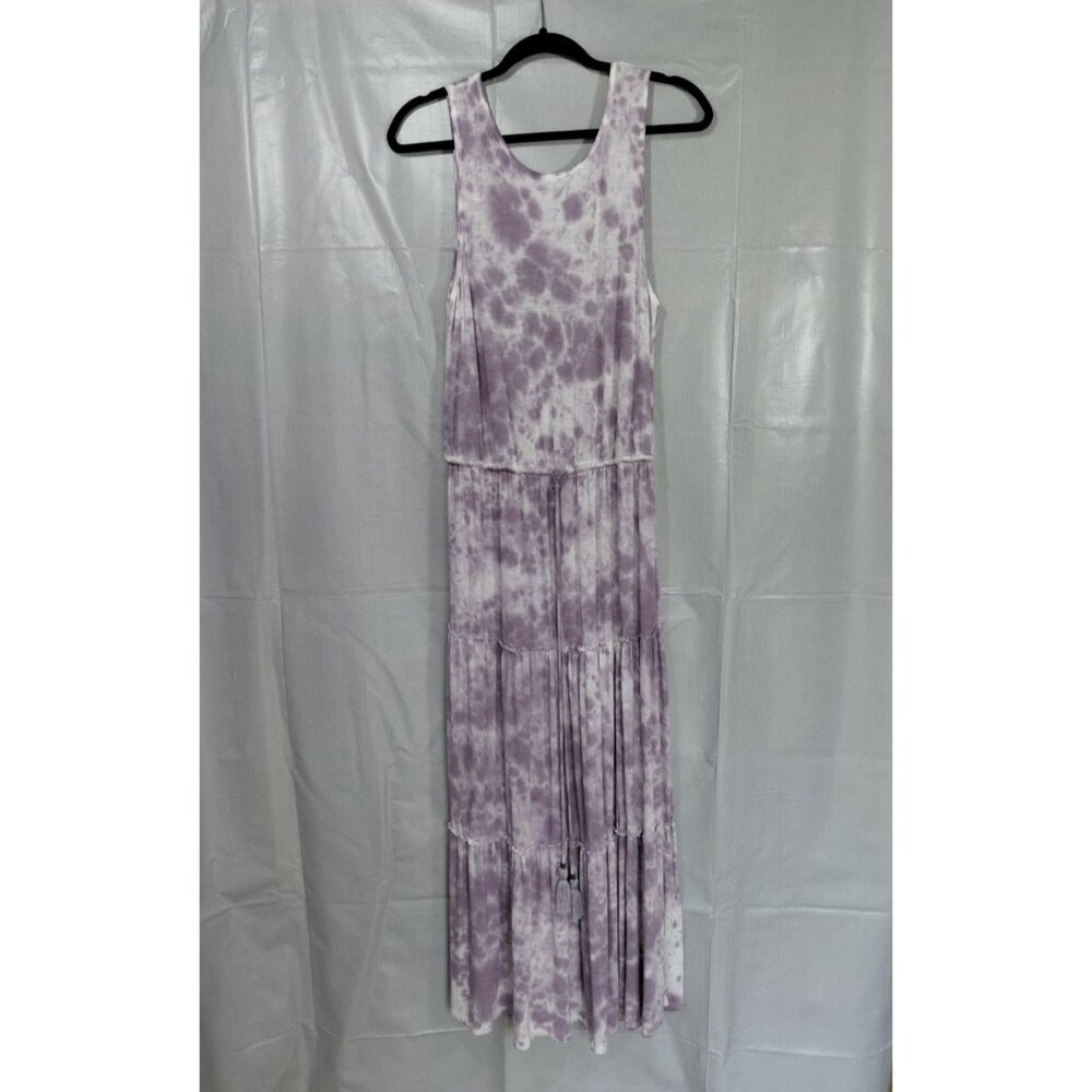Knox Rose Sleeveless Tie Dye Tiered Maxi Dress Md Purple Boho Cottagecore Hippie